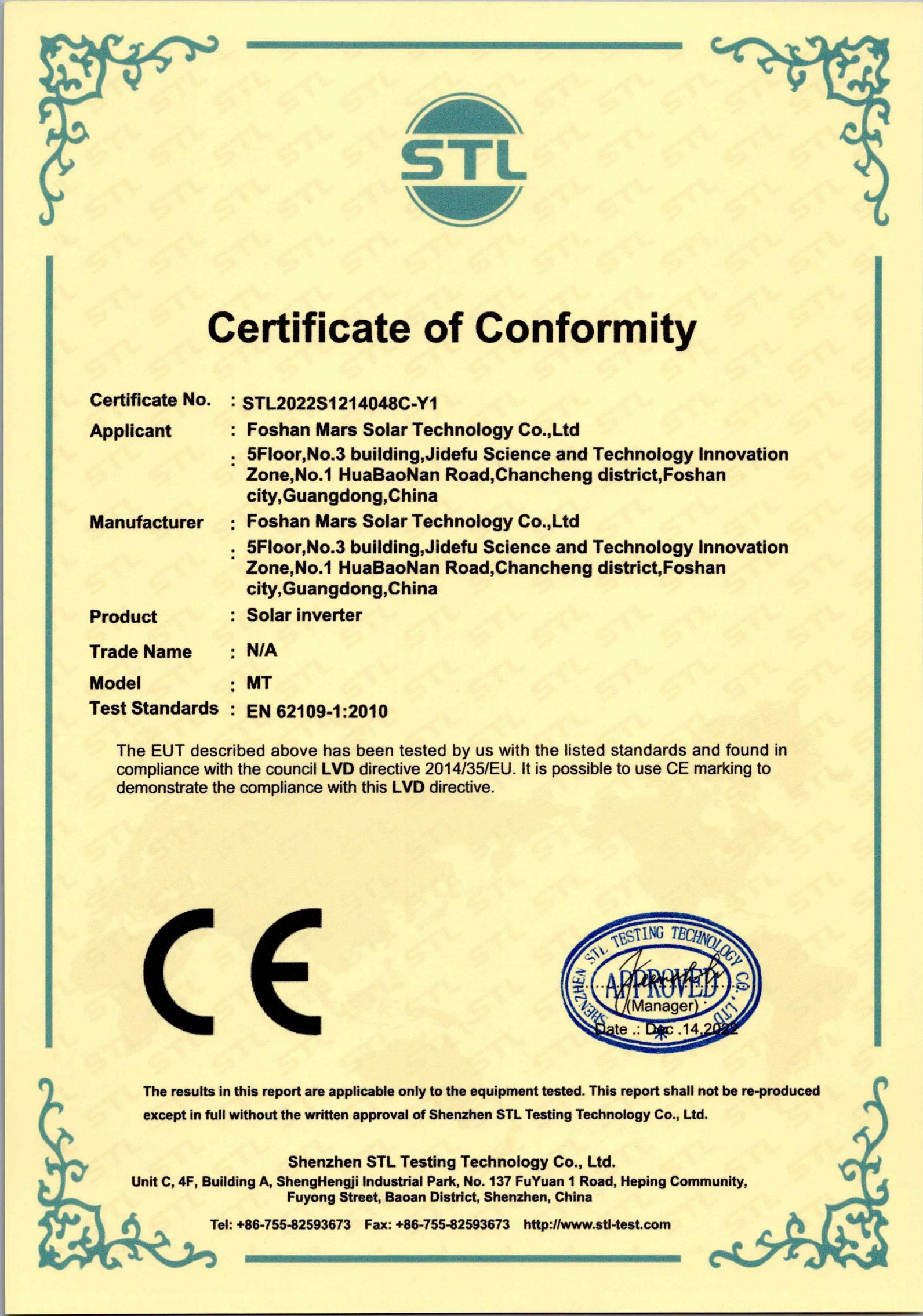 CE-LVD Certification