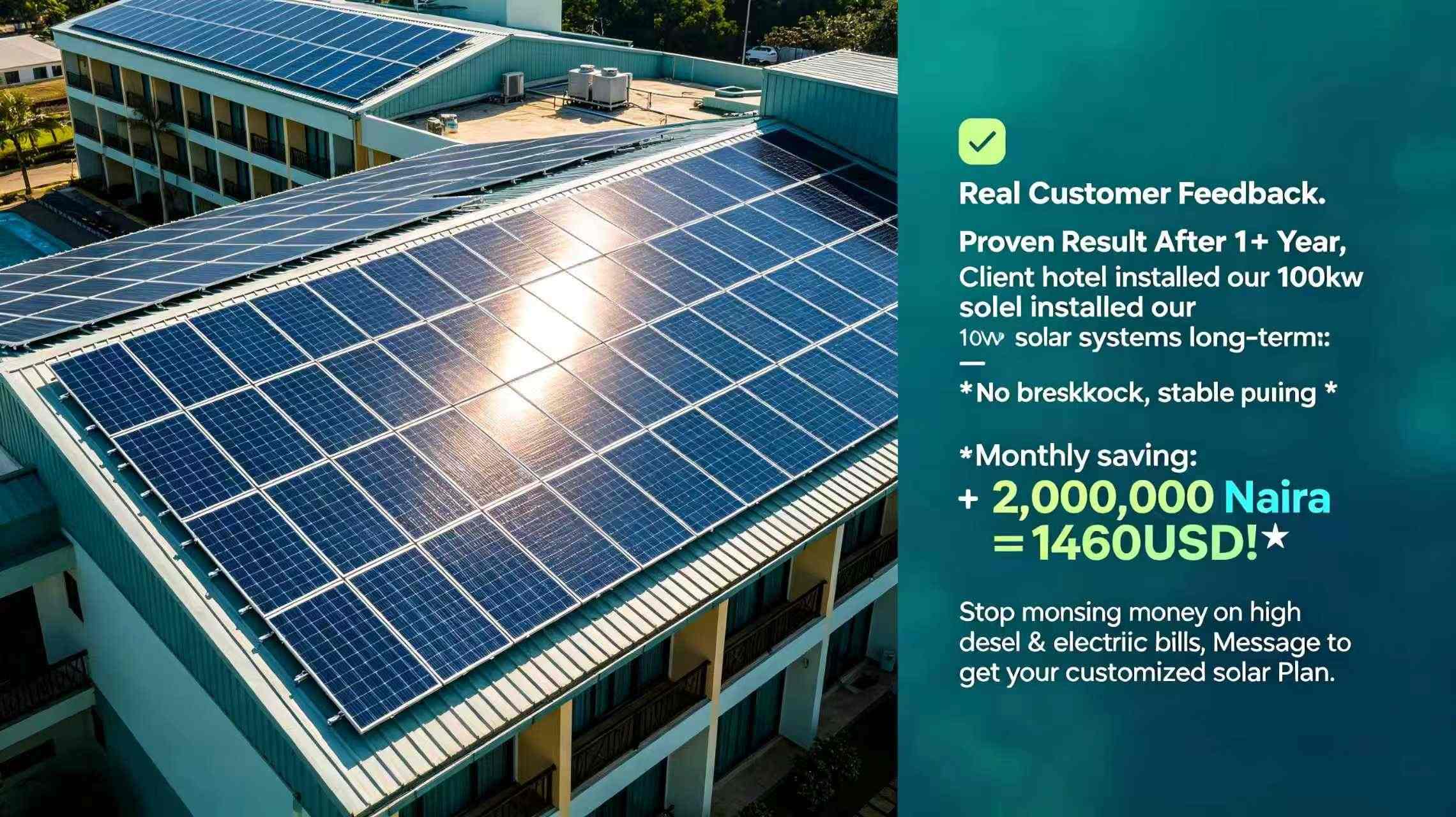100KW Solar Power System for Nigerian Hotels — A Field Case Study