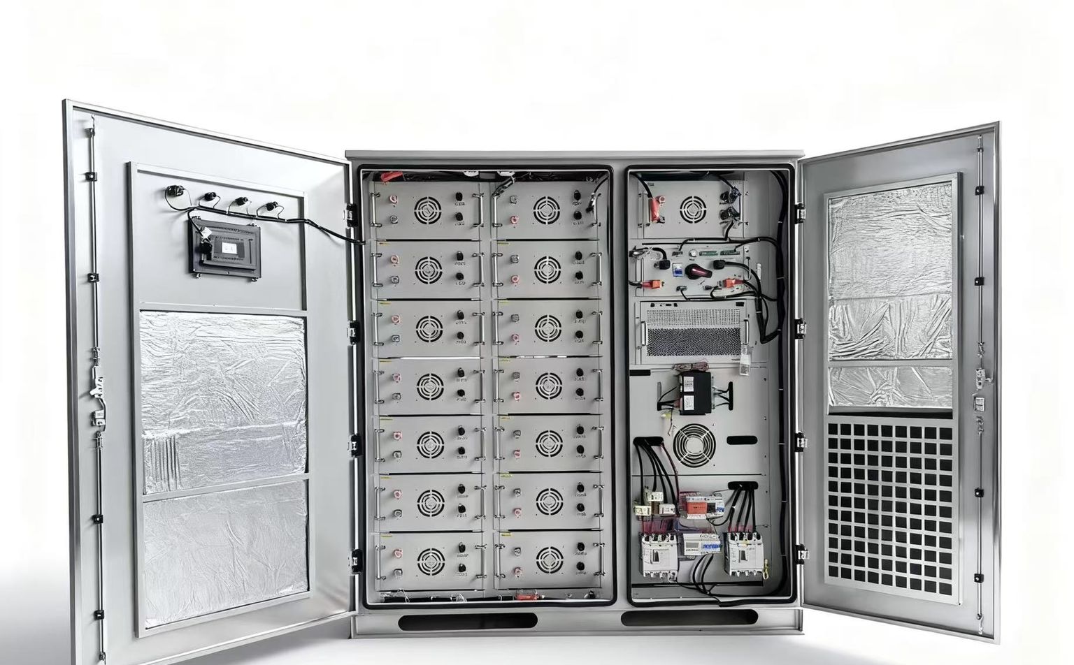 Internal layout of a 100kW 215kWh BESS cabinet with LFP racks