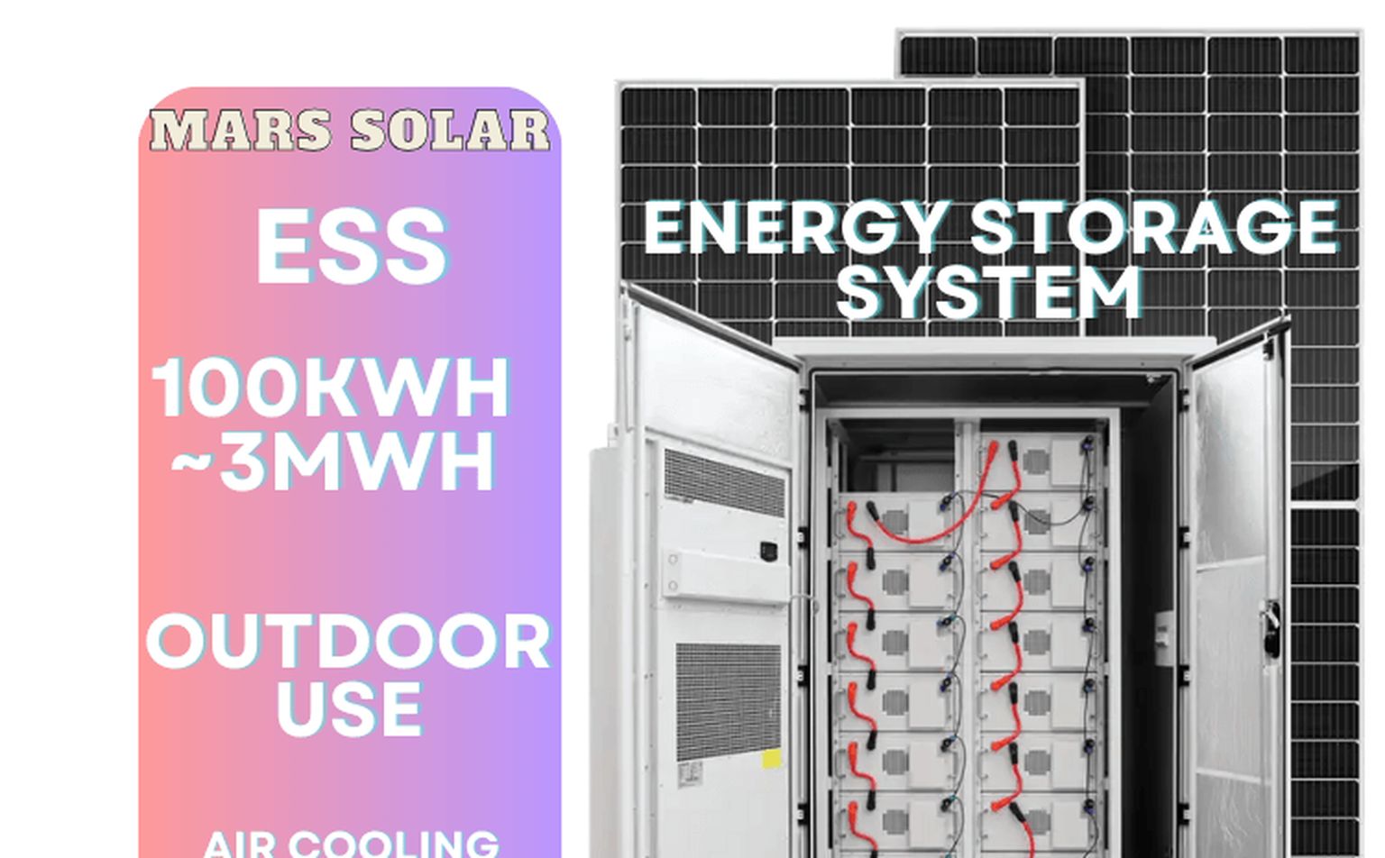 Outdoor ESS cabinet options from 100kWh to 3MWh for Caribbean solar sites
