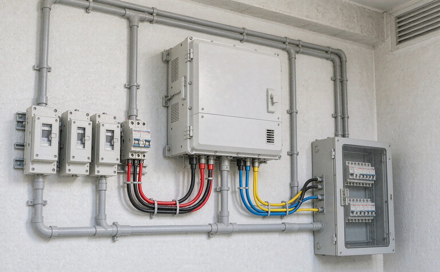 Wall-mounted hybrid inverter for a solar system in Ghana, an item included in every solar panel price in Ghana quotation