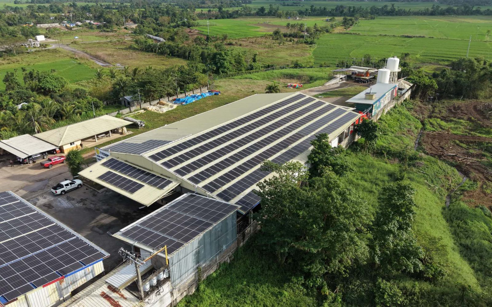 Aerial view of a 300kW solar system on a cold storage facility in Isabela, Philippines