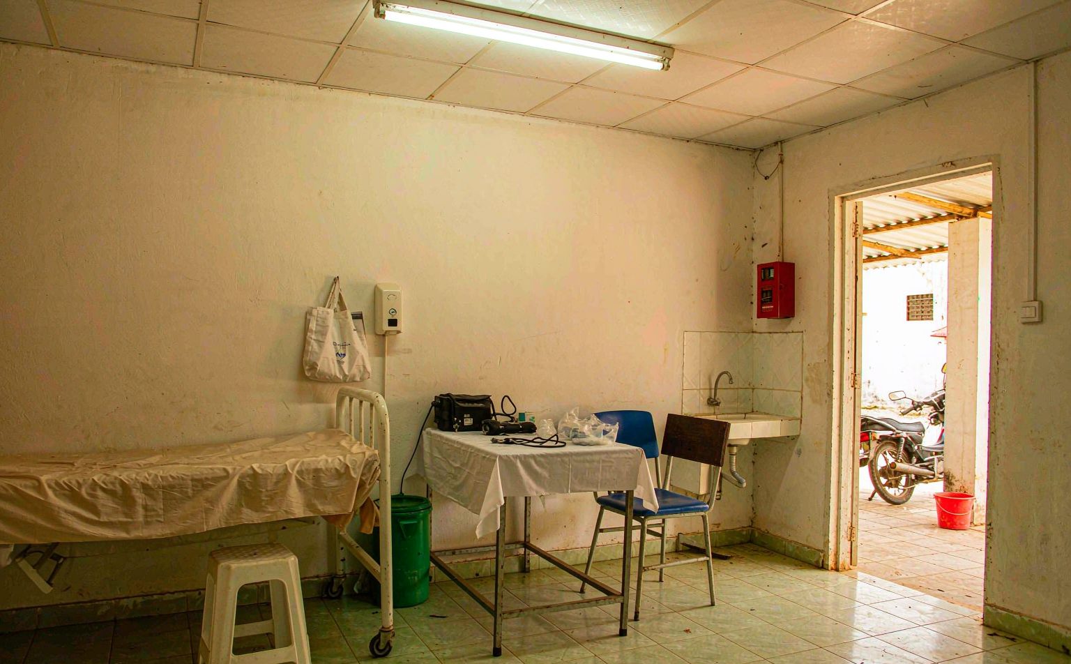 Solar for schools and hospitals: clinic treatment room with lighting and medical equipment powered