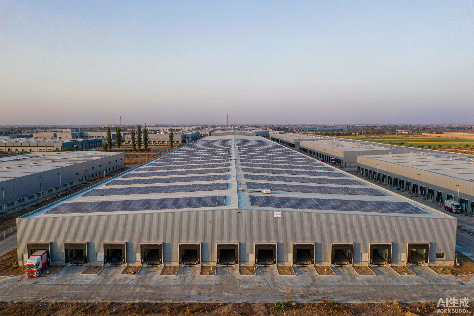 Commercial solar system Kenya: large rooftop array on a warehouse and logistics building