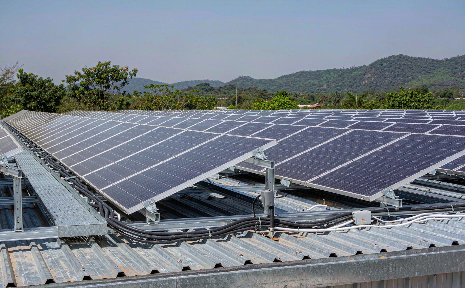 commercial solar array installed for a factory in Central America